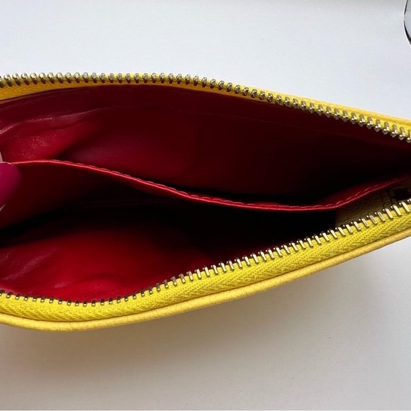 Dooney @ Bourke yellow supple pebbled leather wristlet or convert to mini purse - Picture 6 of 8